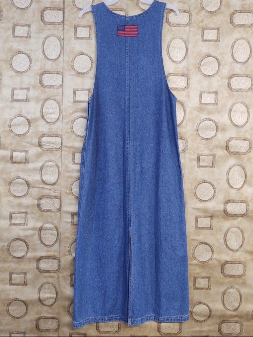 Vintage 90’s Denim Pinafore Jumper with Folk Doll Appliqué - Picture 3 of 8